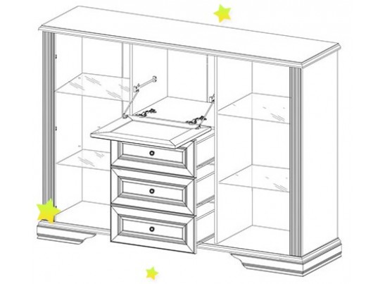 Тумба-витрина S320-KOM2W3S1B KENTAKI