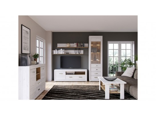 Шкаф-пенал B136-REG1D2S MALTA, лиственница сибирская/орех лион