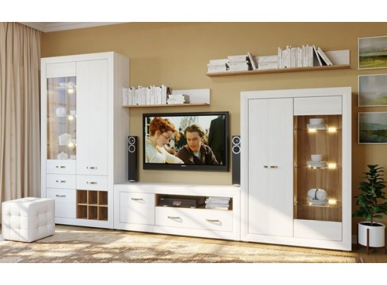 Шкаф-пенал B136-REG1D2S MALTA, лиственница сибирская/орех лион