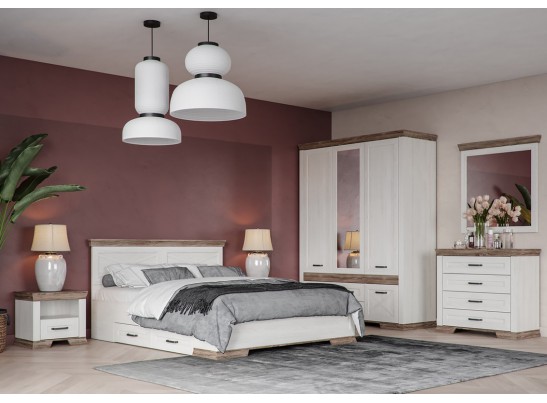 Комод четыре ящика MARSELLE KOM4S, в цвете ясень снежный/дуб сонома