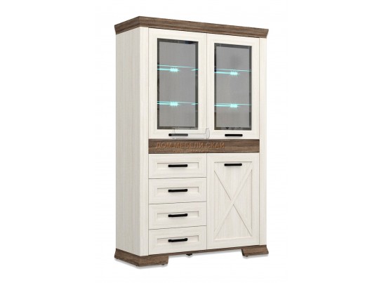 Комбинированный шкаф MARSELLE REG2W1D4S, ясень снежный/дуб сонома темный