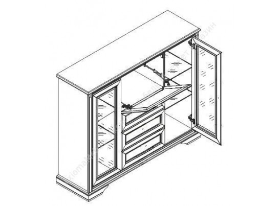 Тумба в гостиную MARSELLE KOM2W3S1K , ясень снежный/дуб сонома темный