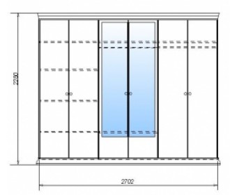 Шкаф 6-и дверный с зеркалами "Роза" (орех)