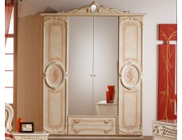 Шкаф 4-х дверный с зеркалами "Роза" (беж.)