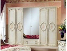 Шкаф 6-и дверный с зеркалами "Роза" (беж.)