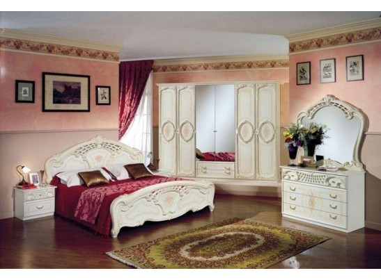 Шкаф 6-и дверный с зеркалами "Роза" беж.