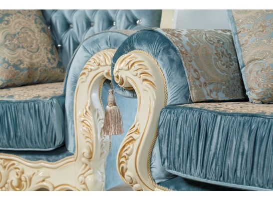 Комплект мягкой мебели Эсмеральда, крем (ткань бирюза)