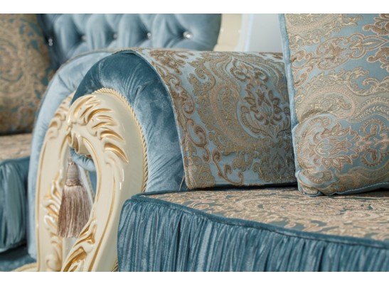 Комплект мягкой мебели Эсмеральда, крем (ткань бирюза)