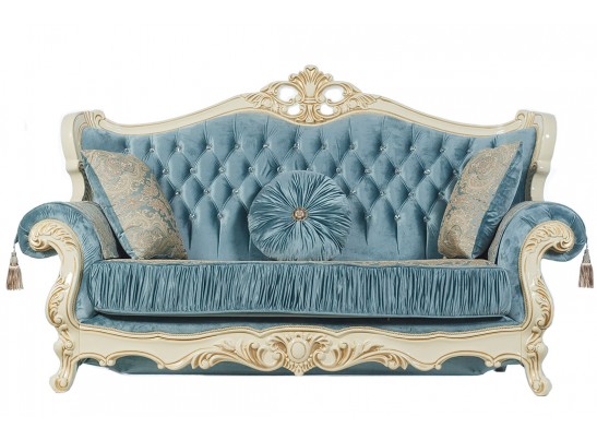 Комплект мягкой мебели Эсмеральда, крем (ткань бирюза)