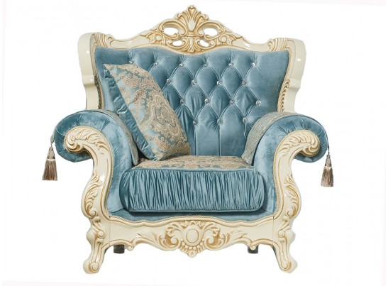 Комплект мягкой мебели Эсмеральда, крем (ткань бирюза)