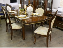 Обеденная зона Джоконда стол 180 и 6 стульев, корень дуба глянец