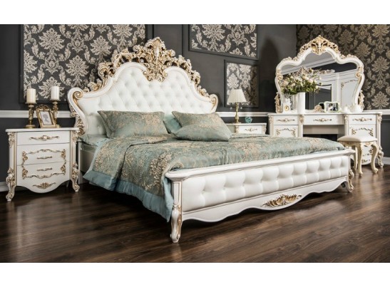 Кровать двуспальная с мягким изголовьем Флоренция, белая