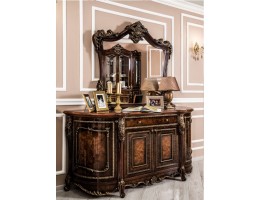 Комод с зеркалом Джоконда, корень дуба глянец