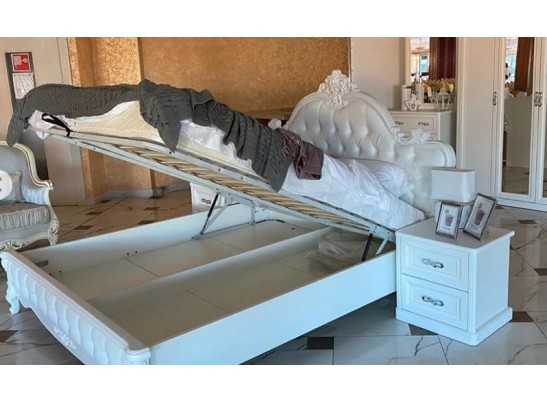 Кровать двуспальная с подъемным механизмом Мишель, белая