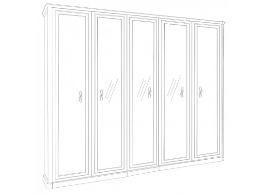 Спальня Мишель с 5-створчатым шкафом, белая