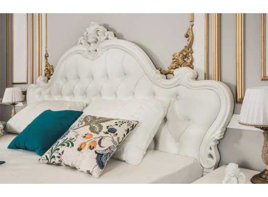 Кровать двуспальная с подъемным механизмом Мишель, белая