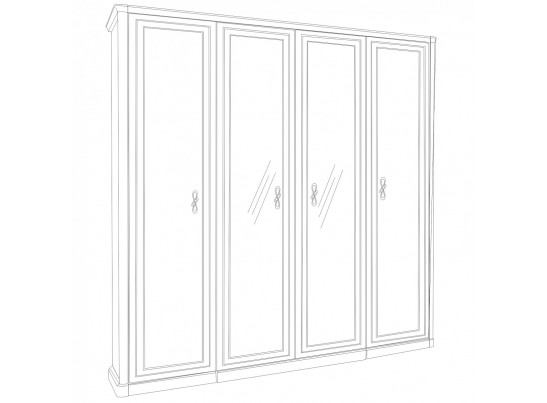 Спальня Натали с 4-створчатым шкафом, белая