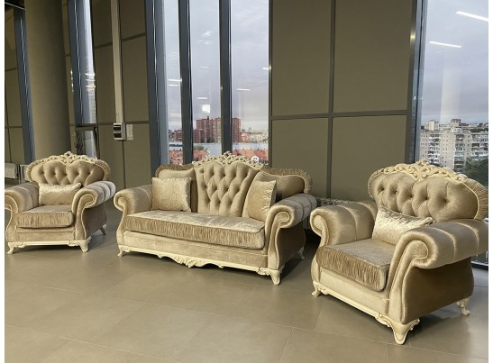 Комплект мягкой мебели Патрисия, серый глянец