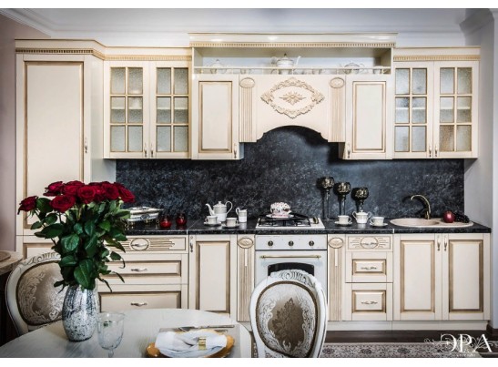 Модульная кухня Верона 3,3 м, крем глянец