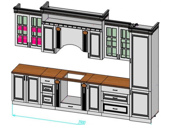 Модульная кухня Верона 3,9 м, крем глянец