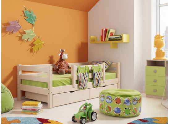 Кровать Соня Вариант 4 (с защитой по центру) натуральный