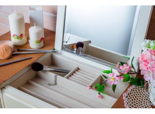 Туалетный стол с зеркалом ST9309 (белая карамель)