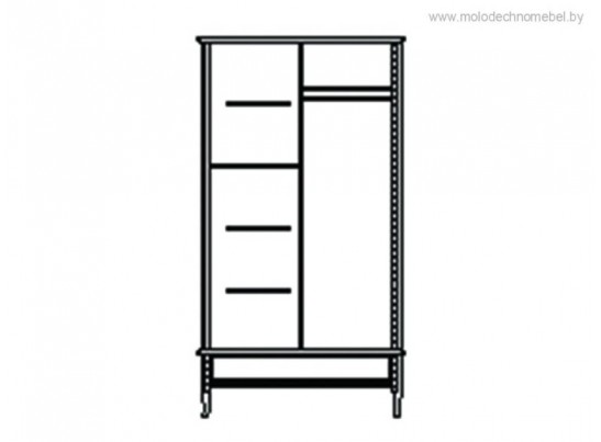 Шкаф для одежды Лаура 2х дверный на низком изножье в стиле прованс ММ-267-01/02Б