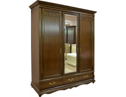 Шкаф для одежды трехдверный Оскар, цвет орех с металлическими ручками  ММ-216-01/03