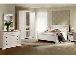 Спальный гарнитур Лика в цвете белая эмаль из натурального дерева