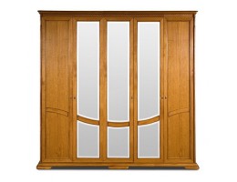 Шкаф для одежды Лика пятистворчатый с металлическими ручками, цвет медовый дуб ММ-137-01/05