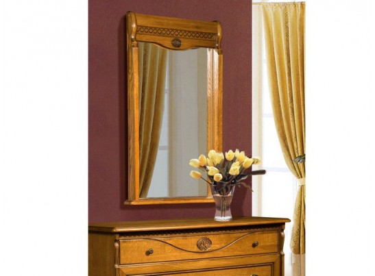 Зеркало прямоугольное Лика в раме из натурального дерева с орнаментом ММ-137-05