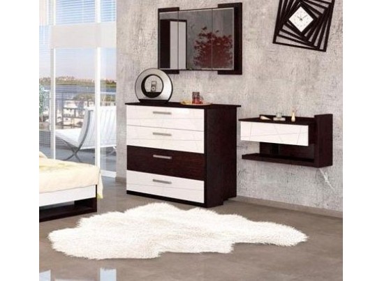 Комод 4-ящика Барселона МН-115-06, дуб ниагара/белый глянец