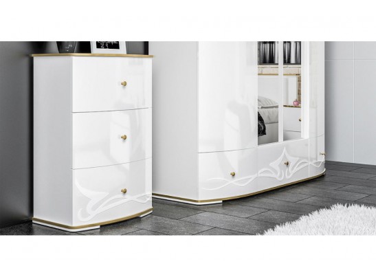 Комод три ящика Либерти МН-313-06, белый глянец