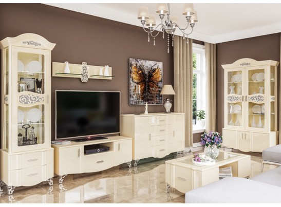 Шкаф-витрина София МН-025-17, крем глянец