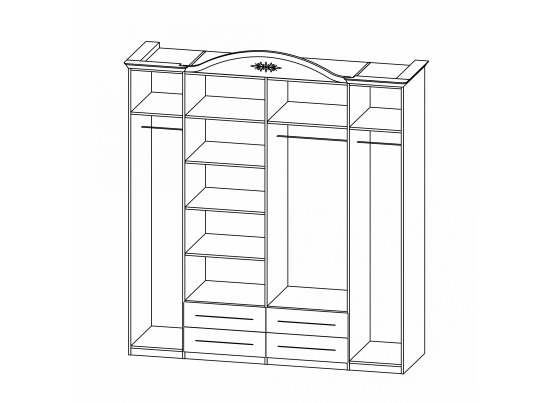 Шкаф четырехдверный Василиса СП-001-04П, дуб белёный