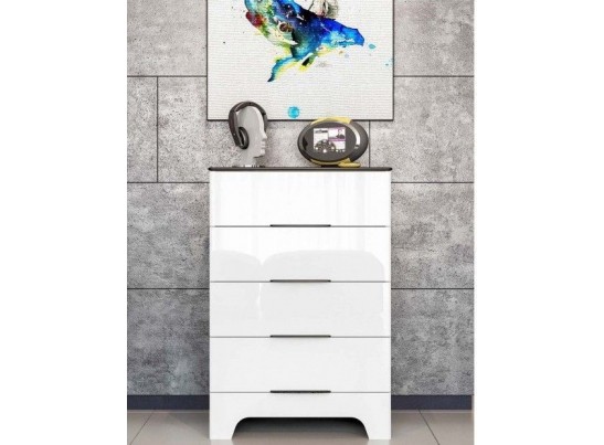 Комод узкий Верона МН-128-02, белый глянец