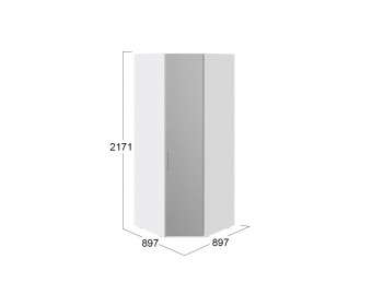 Шкаф угловой с 1 зеркальной дверью правый «Скарлет» Белый