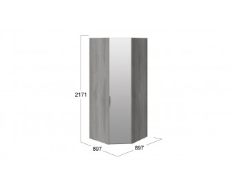 Шкаф угловой с 1 зеркальной дверью правый «Эста» Серый