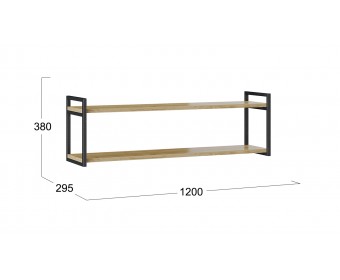 Полка настенная «Лофт» тип 2 Черный, Светло-коричневый