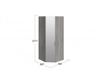 Шкаф угловой с 1 зеркальной дверью левый «Эста» Серый