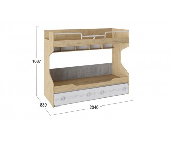 Кровать двухъярусная «Мегаполис» Белый, Светло-коричневый
