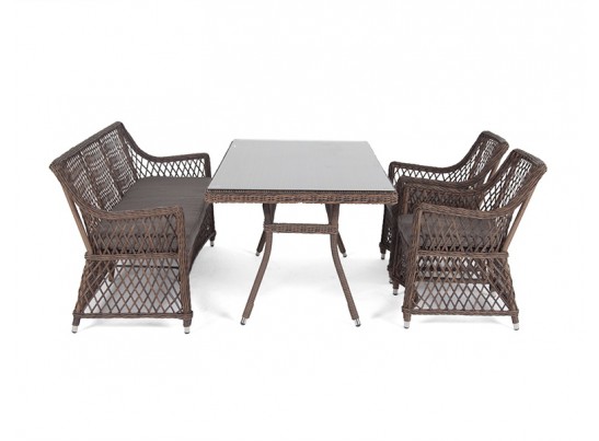 "Катания" обеденная группа плетеная на 4 персоны, цвет коричневый в Ростове-на-Дону