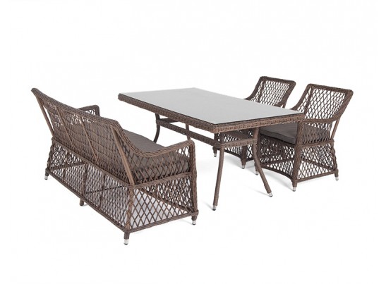 "Катания" обеденная группа плетеная на 4 персоны, цвет коричневый в Ростове-на-Дону