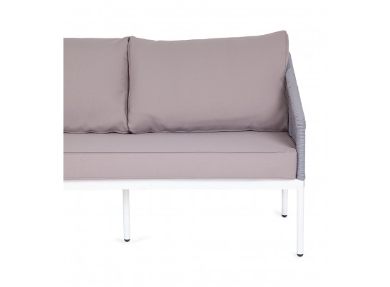 "Канны" диван 2-местный плетеный из роупа, каркас алюминий белый шагрень, роуп светло-серый круглый, ткань Neo ash в Ростове-на-Дону