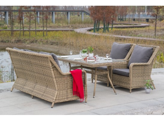 "Гляссе" обеденная группа из искусственного ротанга, цвет соломенный в Ростове-на-Дону