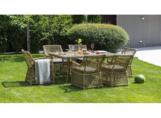 "Латте" обеденная группа плетеная, цвет соломенный в Ростове-на-Дону