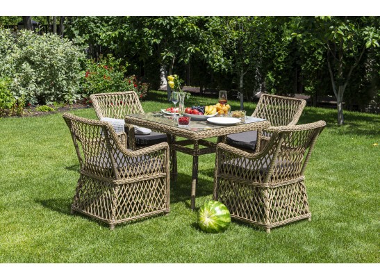 "Айриш" обеденная группа плетеная на 4 персоны, цвет соломенный в Ростове-на-Дону