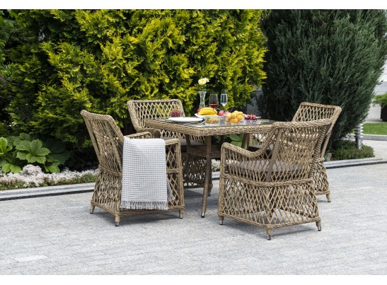 "Айриш" обеденная группа плетеная на 4 персоны, цвет соломенный в Ростове-на-Дону