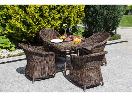 "Равенна" плетеное кресло из искусственного ротанга, цвет коричневый с серой подушкой в Ростове-на-Дону