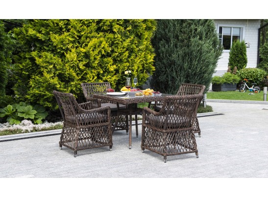 "Айриш" обеденная группа плетеная на 4 персоны, цвет коричневый в Ростове-на-Дону